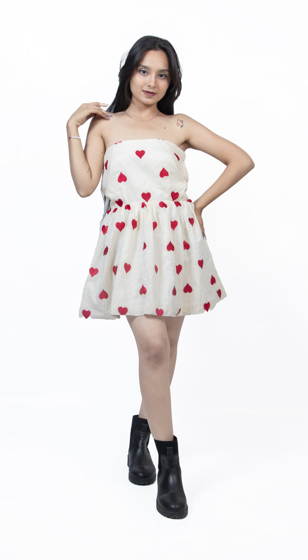 Heart Print Mini Dress for Women - Image 3
