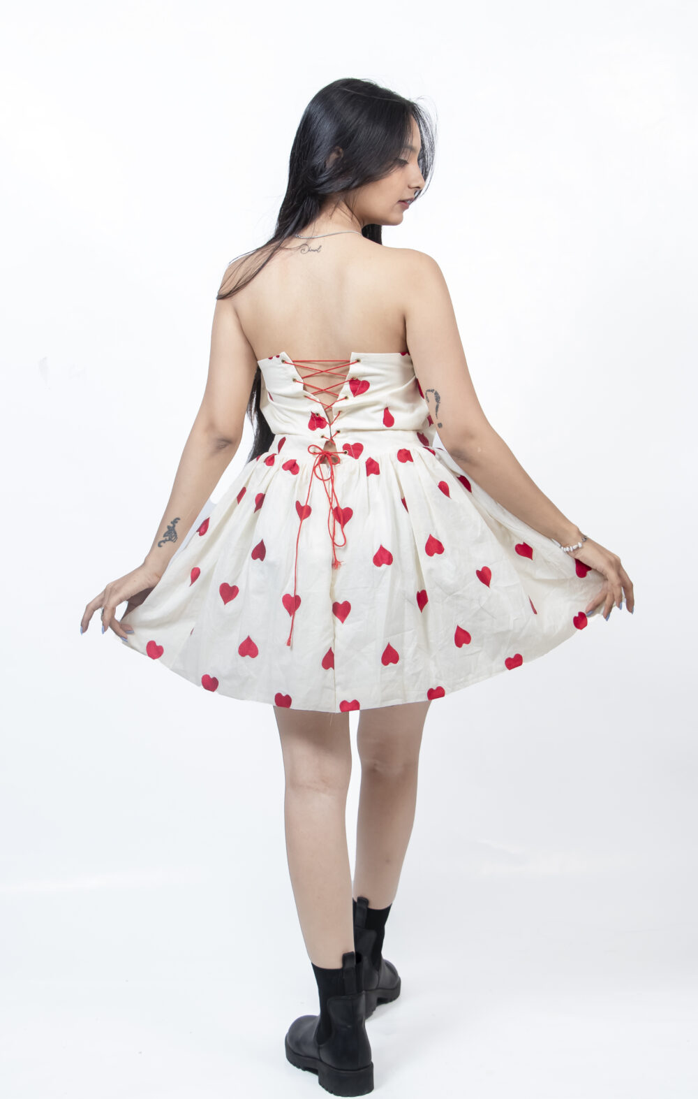 Heart Print Mini Dress for Women - Image 4