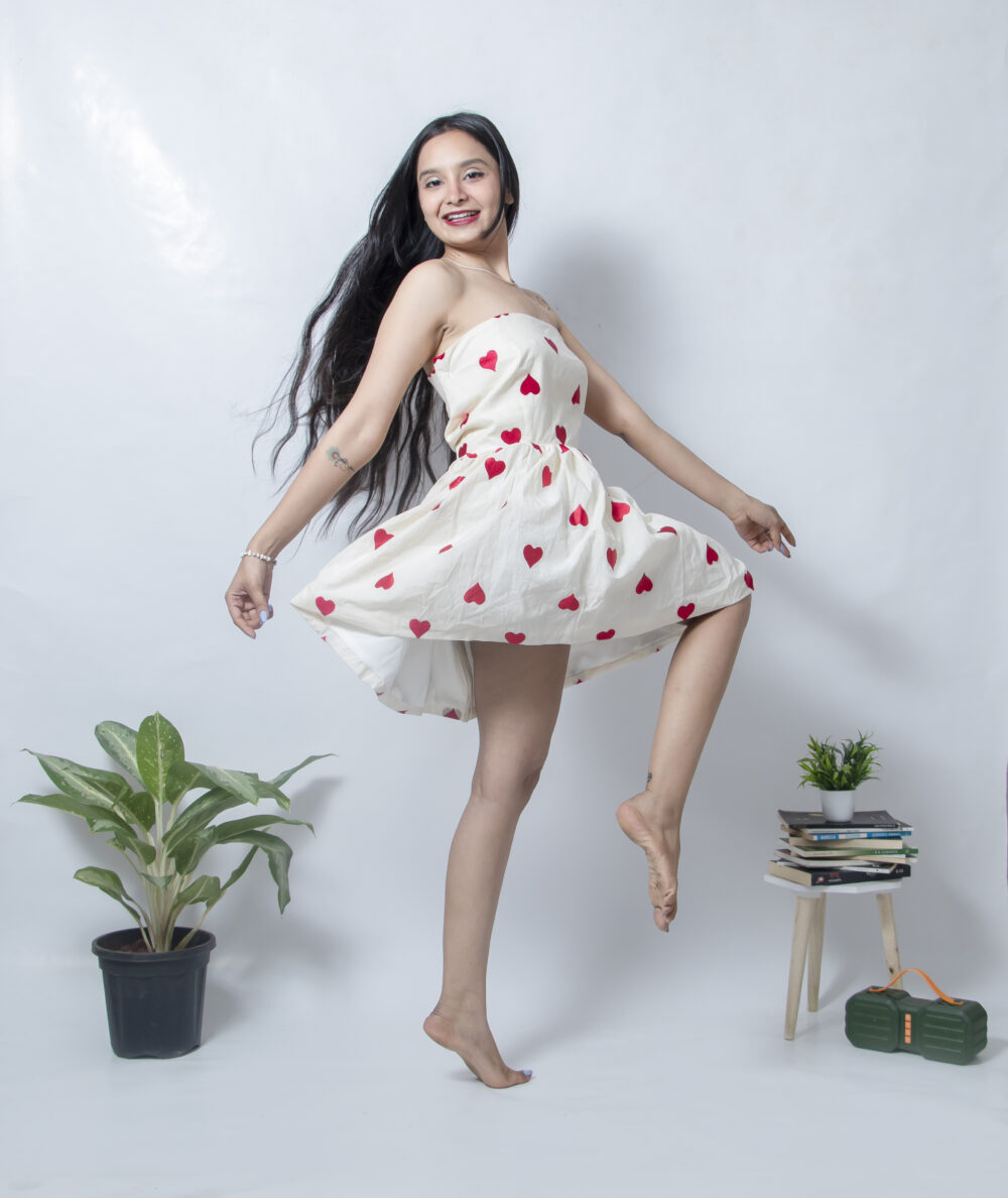 Heart Print Mini Dress for Women - Image 5