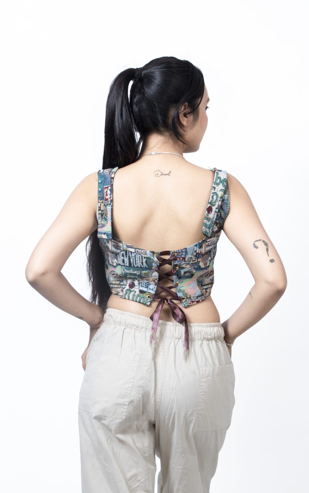 Cotton jacquard blouse Corset top - Image 5