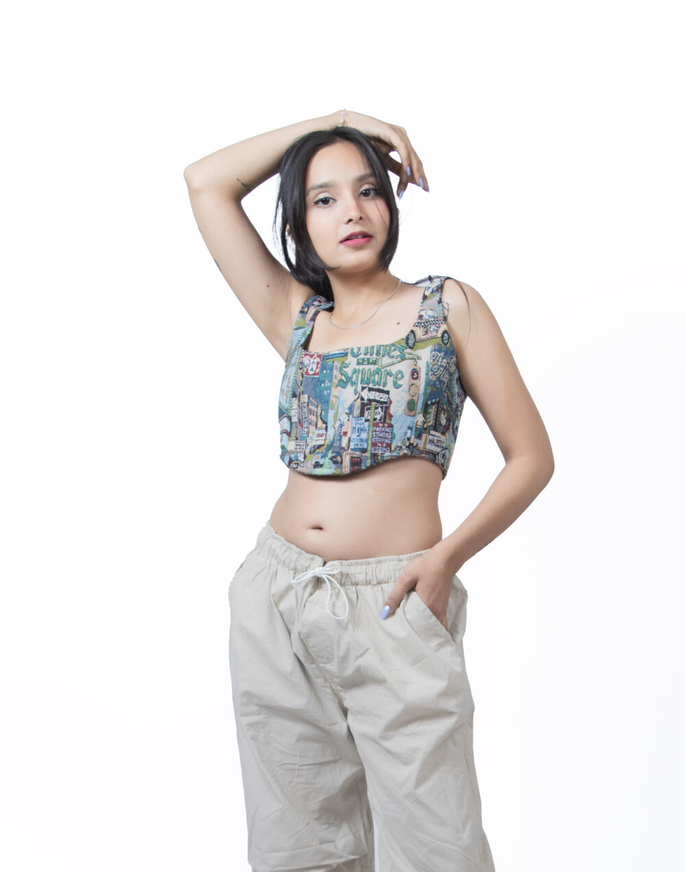 Cotton jacquard blouse Corset top