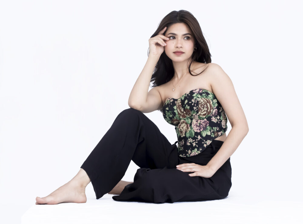 Black Floral Corset Top - Image 3