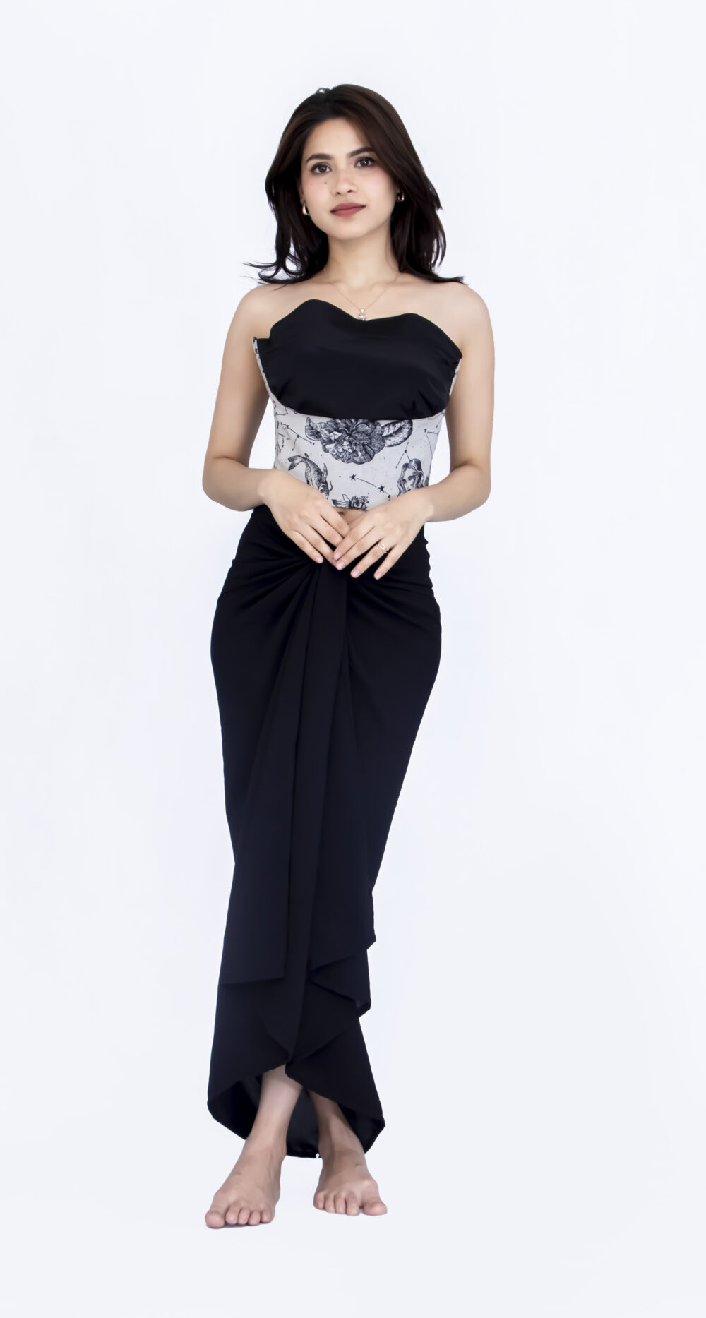 Black & White Floral Corset Top - Image 2
