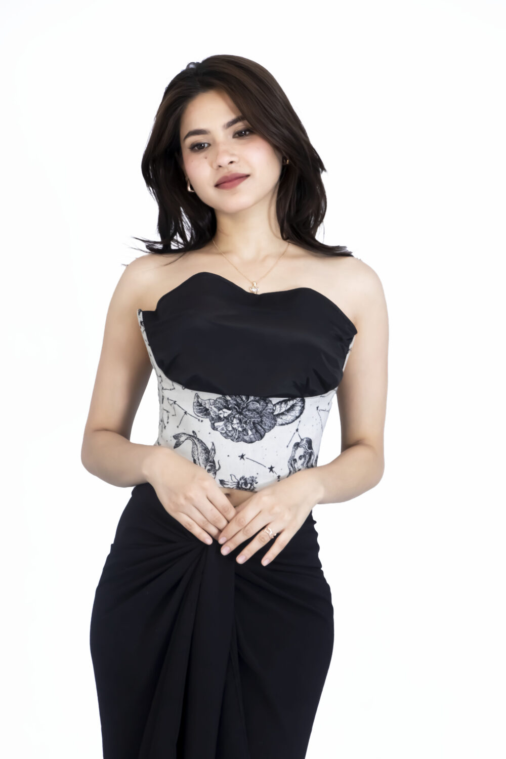 Black & White Floral Corset Top