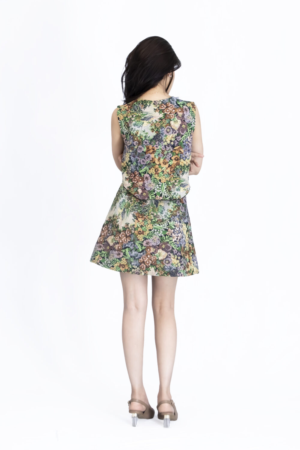 Women’s Floral V-Neck Waistcoat and Skirt Co-ord Set - Image 5