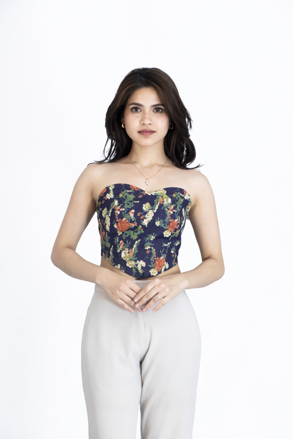 Roses Denim Corset Top