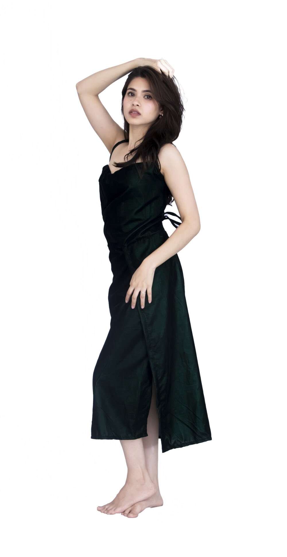 Velvet Noir Slit Dress - Image 4